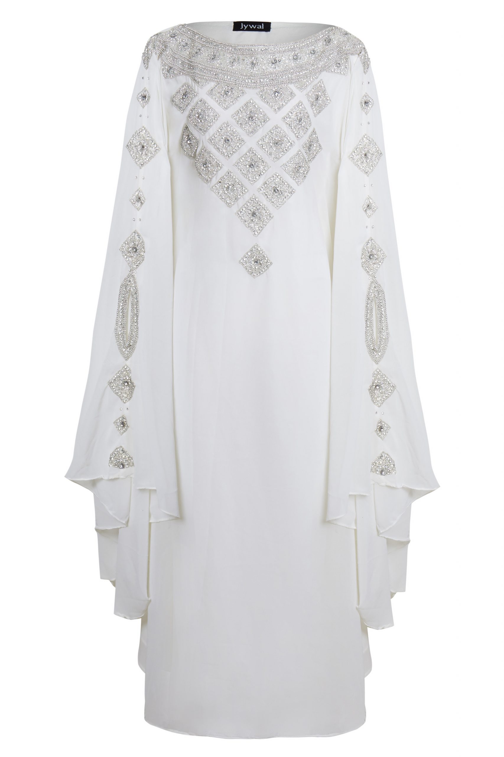 Zora - Embellished Off White Bridal Kaftan Maxi Dress | Jywal London