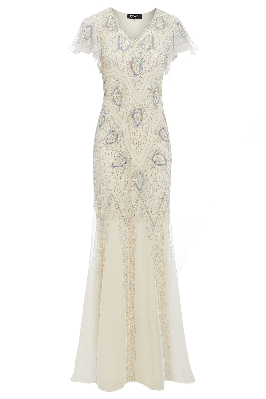 Molly - Embellished Off White 1920s Mermaid Wedding Dress | Jywal